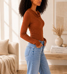 Ladies Cowl Neck New Feeling Top- Rust - StylePhase SA