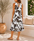Ladies Cream And Green Botanical Print Ruffled Hem Dress - StylePhase SA
