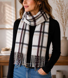 Ladies Cream And Maroon Winter Scarf - StylePhase SA