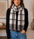 Ladies Cream And Maroon Winter Scarf - StylePhase SA