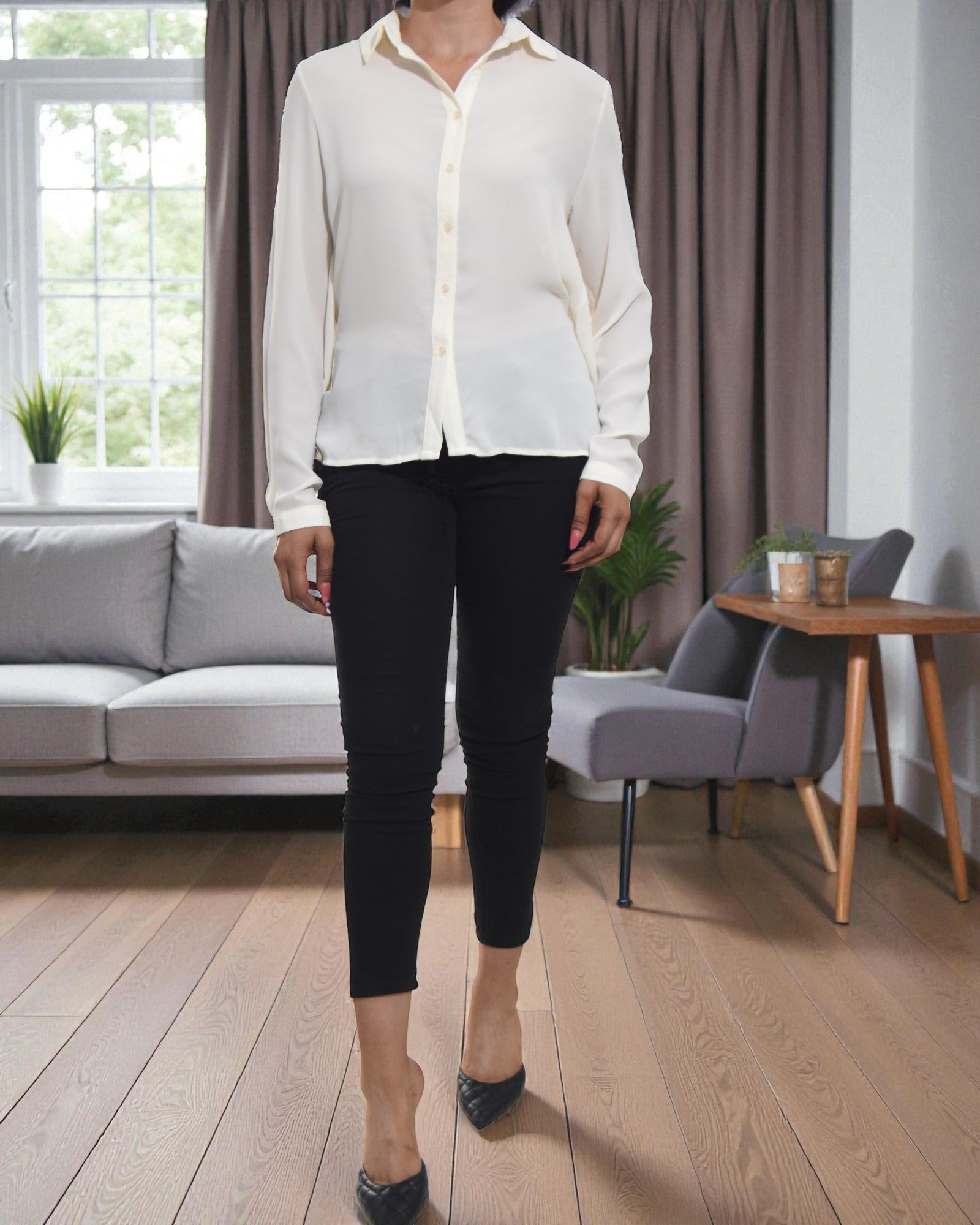 Ladies Cream Back Tie Shirt - StylePhase SA