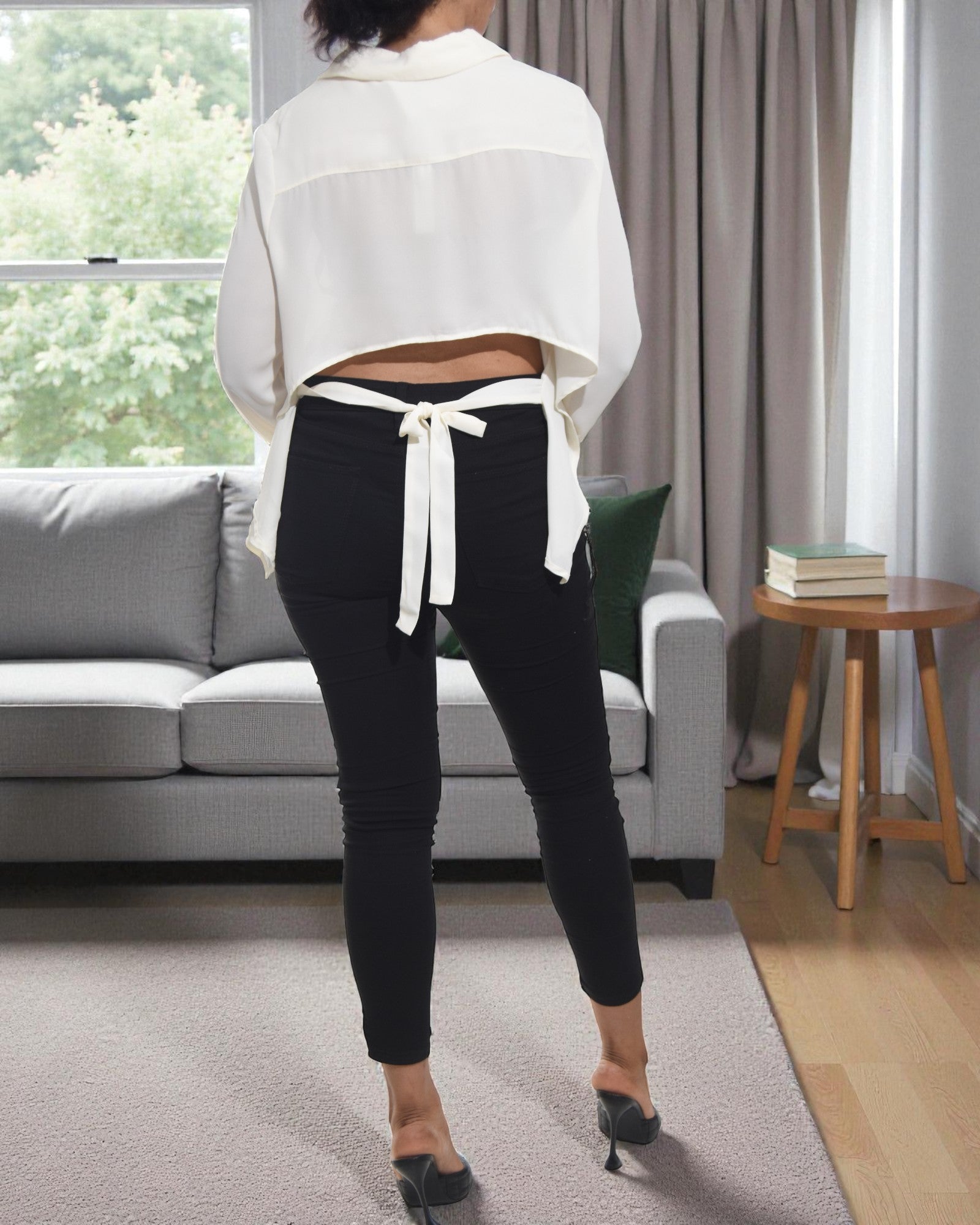 Ladies Cream Back Tie Shirt - StylePhase SA