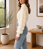 Ladies Cream Balloon Sleeve Turtleneck Jersey - StylePhase SA
