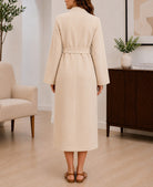 Ladies Cream Belted Peplum Midi Dress - StylePhase SA