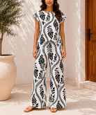 Ladies Cream Botanical Print Two Piece Set - StylePhase SA