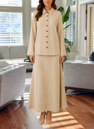 Ladies Cream Button Front Two Piece Set - StylePhase SA