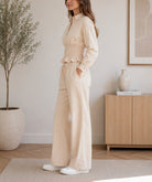 Ladies Cream Button Ruffel Two Piece Set - StylePhase SA