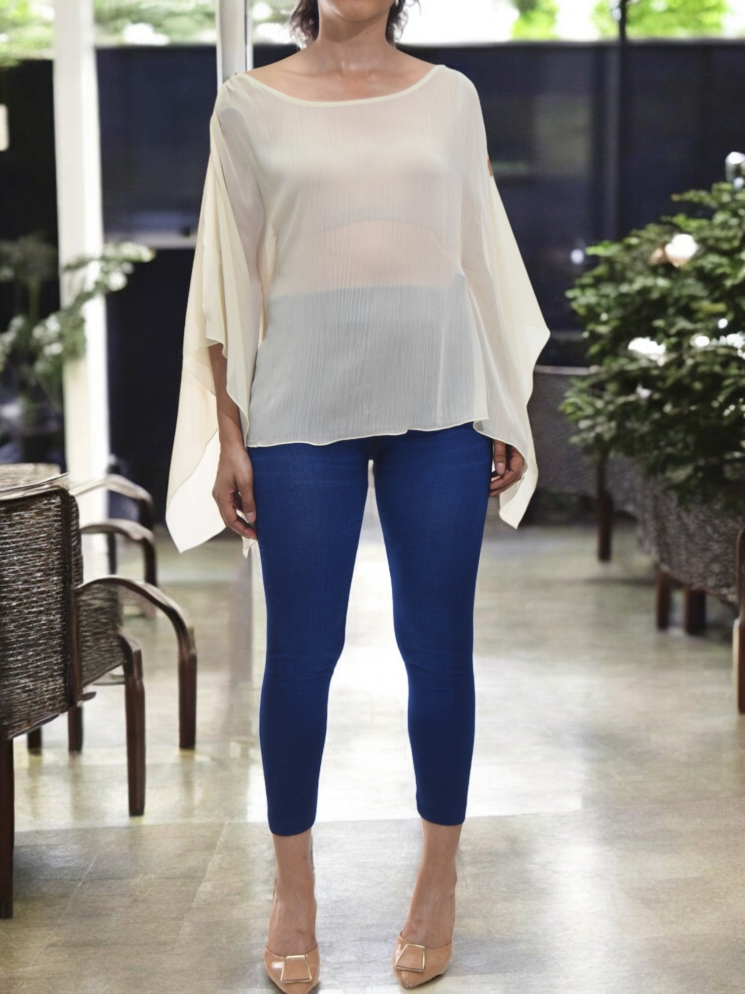 Ladies Cream Chiffon Blouse - StylePhase SA