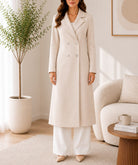 Ladies Cream Double Breast Melton Coat - StylePhase SA