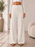 Ladies Cream Drawstring Knitwear Pants - StylePhase SA