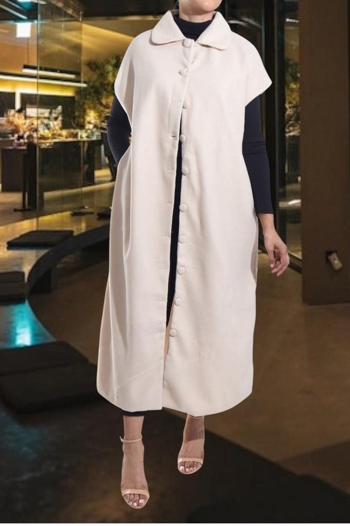 Ladies Cream Fleece Button Dress - StylePhase SA