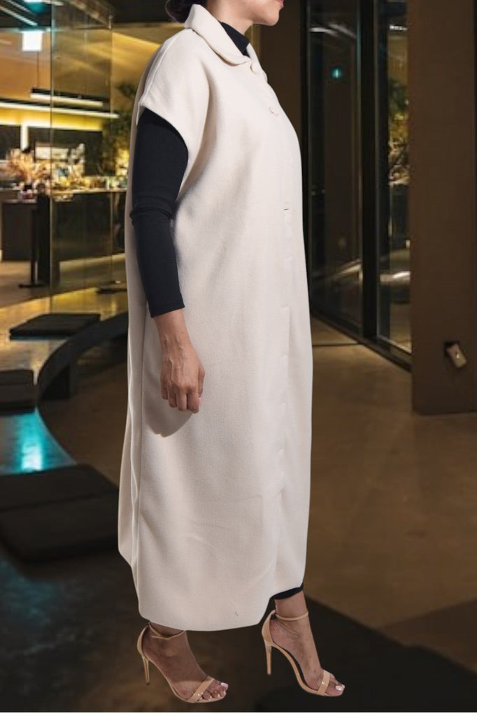 Ladies Cream Fleece Button Dress - StylePhase SA