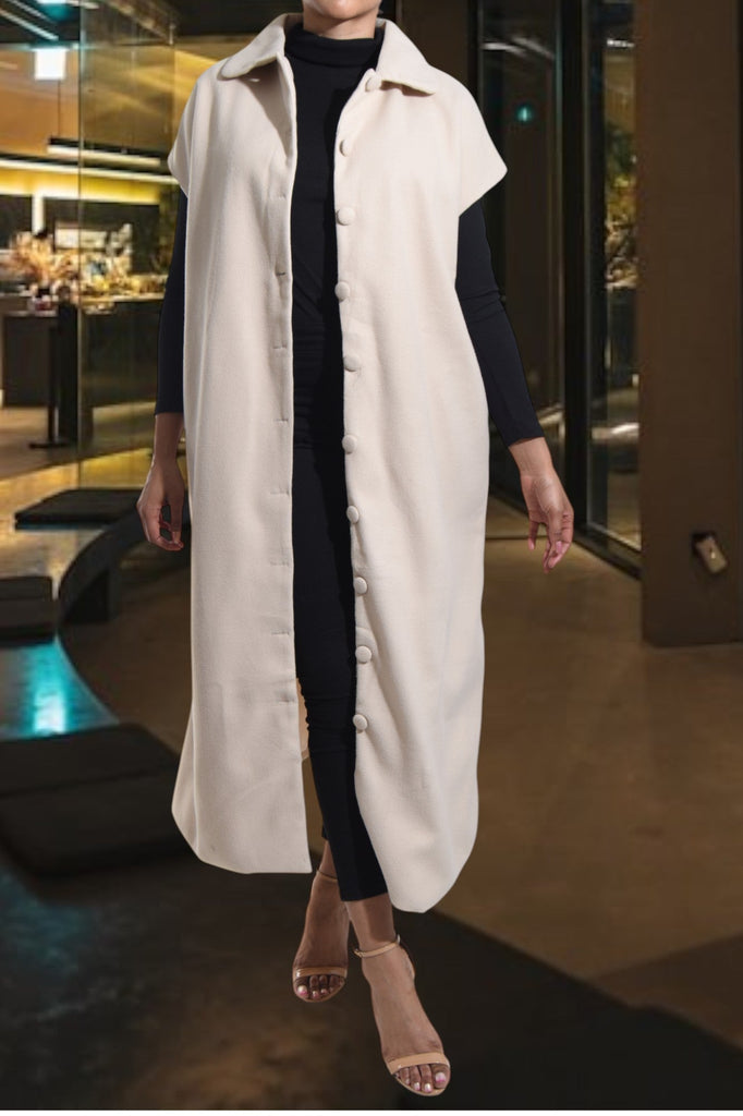 Ladies Cream Fleece Button Dress - StylePhase SA