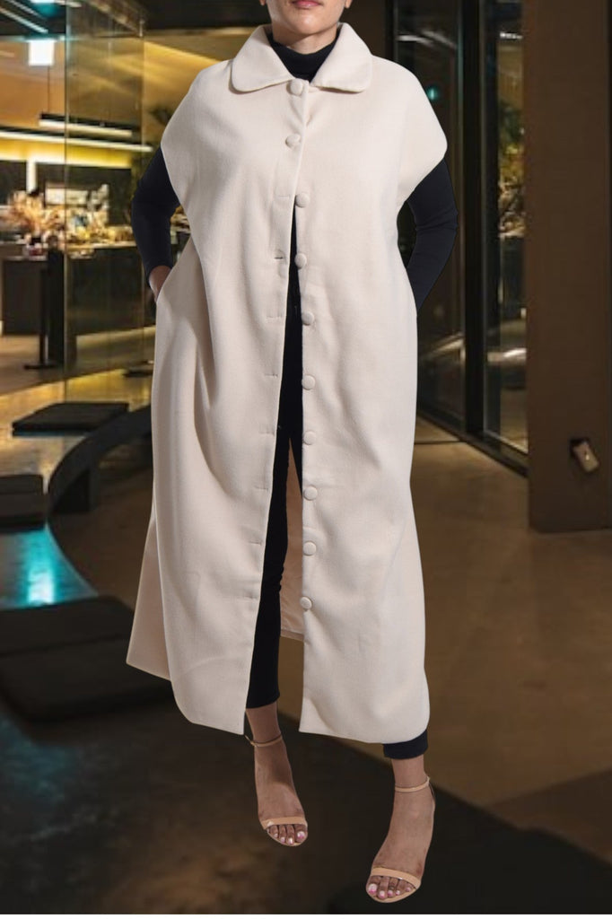 Ladies Cream Fleece Button Dress - StylePhase SA