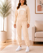 Ladies Cream Fleece Hoody Tracksuit Set - California - StylePhase SA