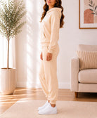 Ladies Cream Fleece Hoody Tracksuit Set - California - StylePhase SA