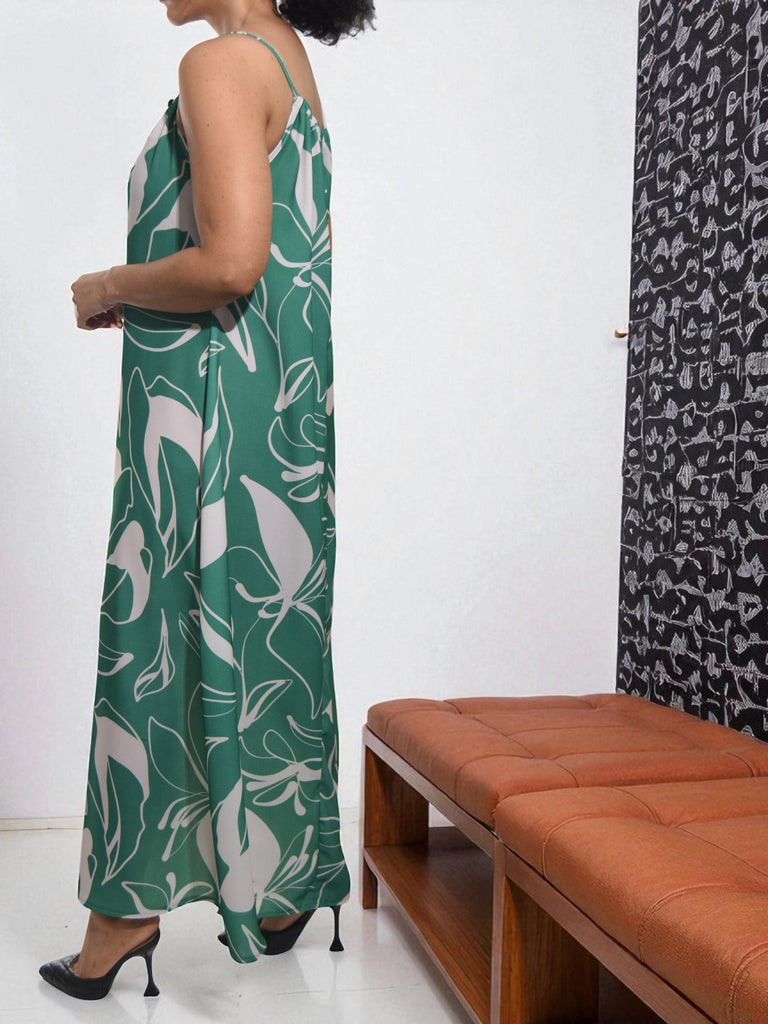 Ladies Cream Floral Maxi Tie Dress - StylePhase SA