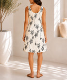 Ladies Cream Floral Print Midi V-Neck Pocket Dress - StylePhase SA
