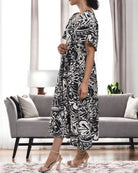 Ladies Cream Floral Square Neck Dress - StylePhase SA