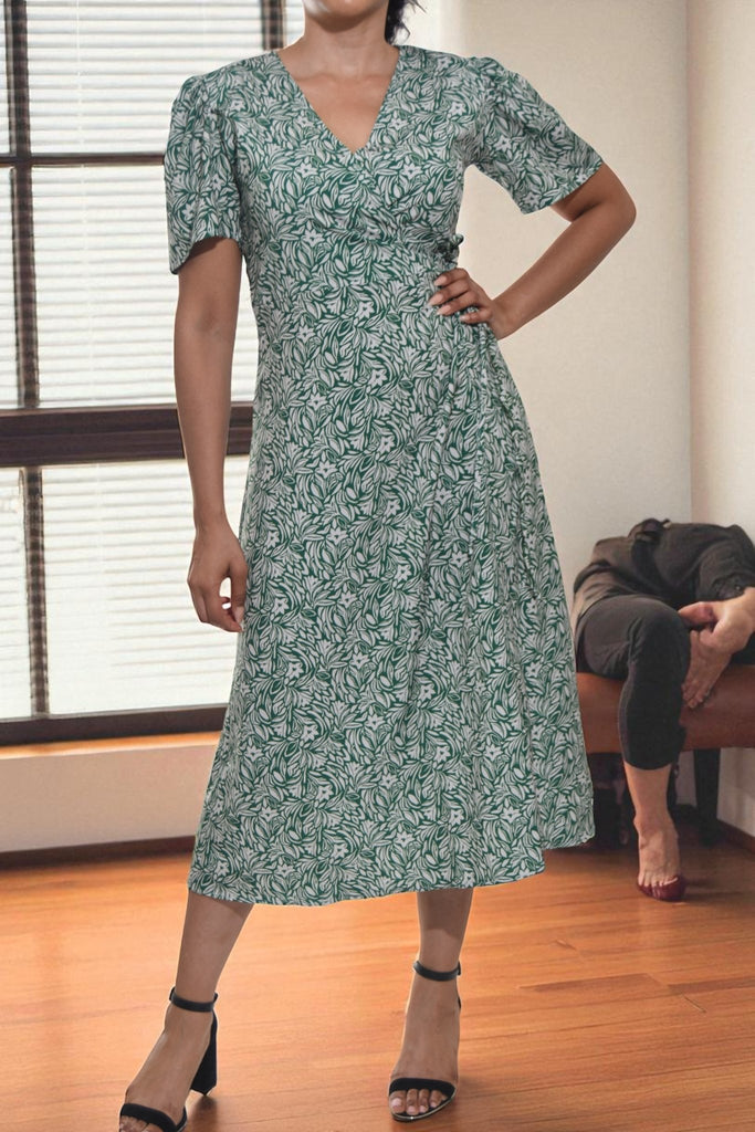 Ladies Cream Floral Wrap Dress - StylePhase SA