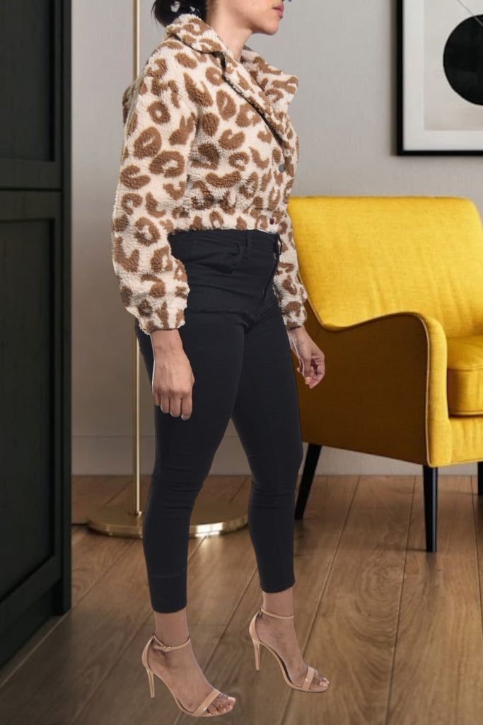 Ladies Cream Fur Crop Jacket - StylePhase SA