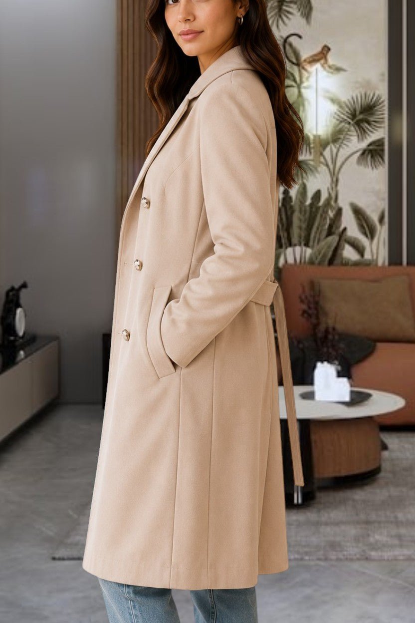 Ladies Cream Line Double Breast Coat - StylePhase SA