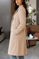 Ladies Cream Line Double Breast Coat - StylePhase SA