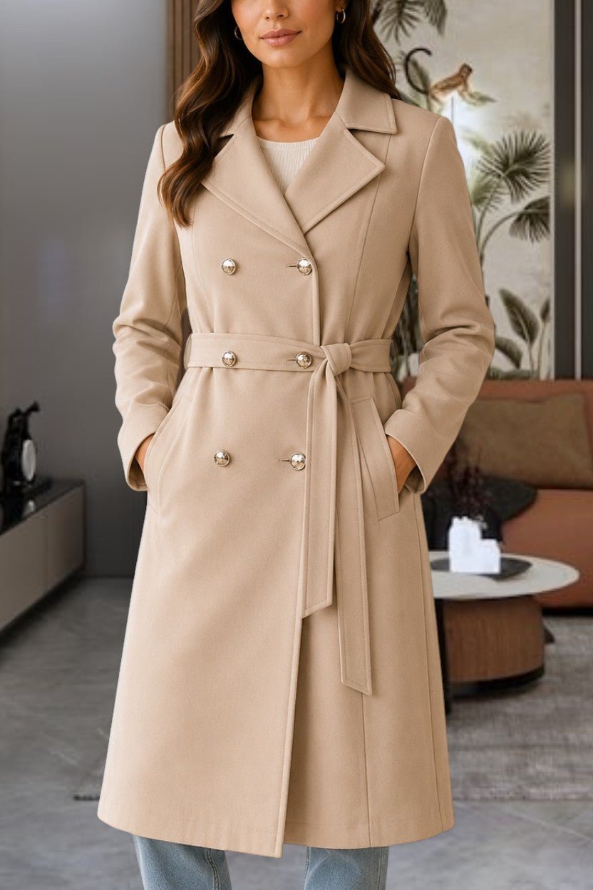 Ladies Cream Line Double Breast Coat - StylePhase SA
