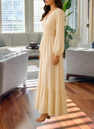 Ladies Cream Long Sleeve Tier Dress - StylePhase SA