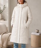 Ladies Cream Longer Length Puffer Jacket - StylePhase SA