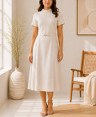 Ladies Cream New Feeling Zip Back Dress - StylePhase SA
