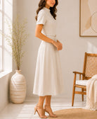 Ladies Cream New Feeling Zip Back Dress - StylePhase SA