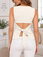 Ladies Cream Open Back Tie Top - StylePhase SA
