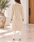Ladies Cream Open-Front Faux Fur Coat - StylePhase SA