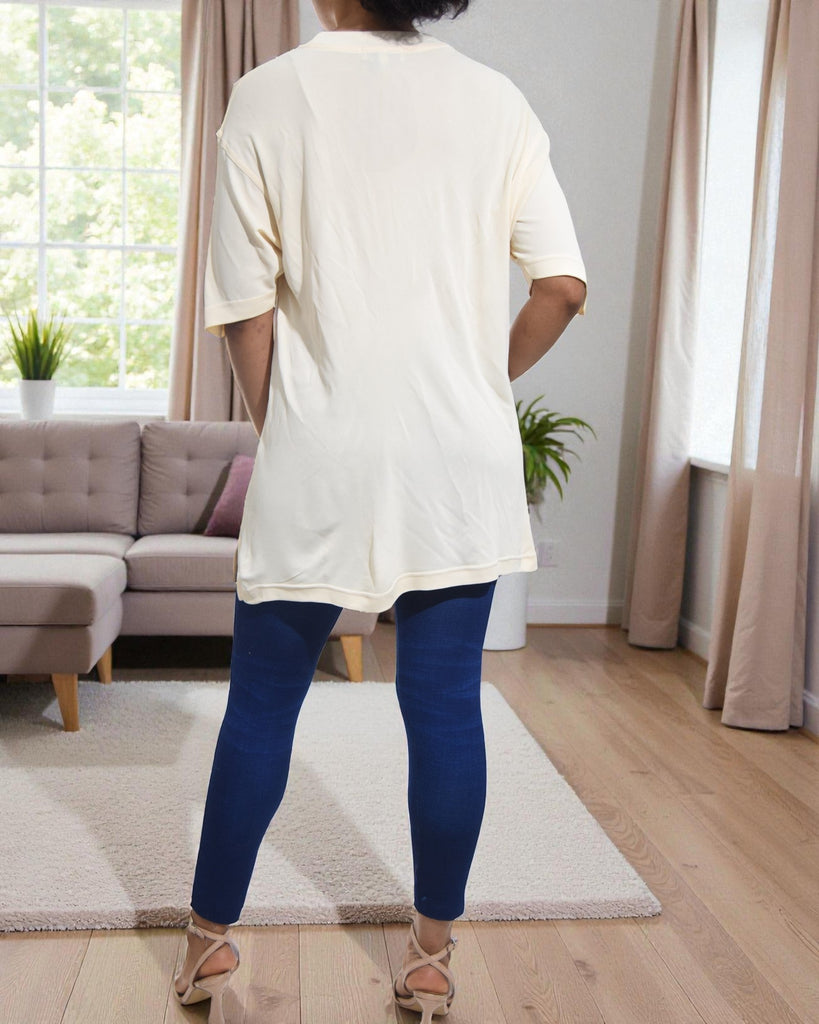 Ladies Cream Over Sized Tee - StylePhase SA