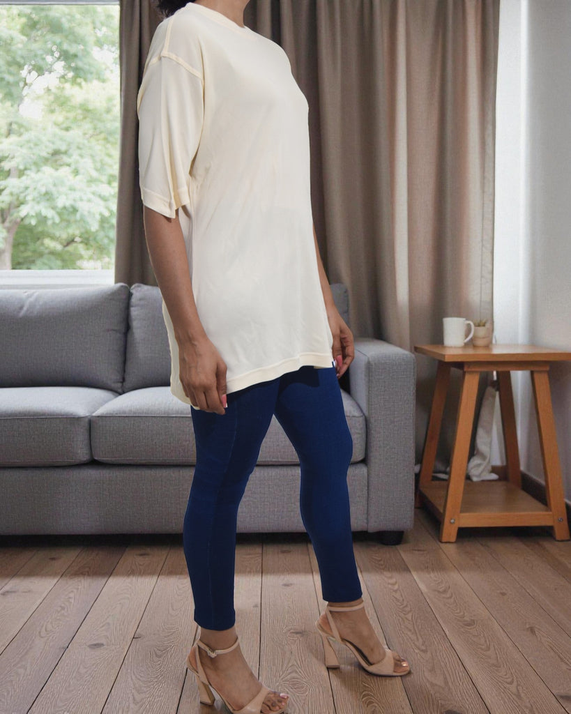 Ladies Cream Over Sized Tee - StylePhase SA