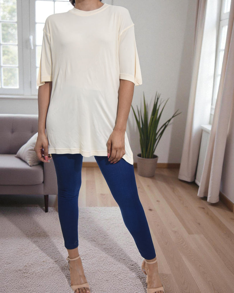 Ladies Cream Over Sized Tee - StylePhase SA