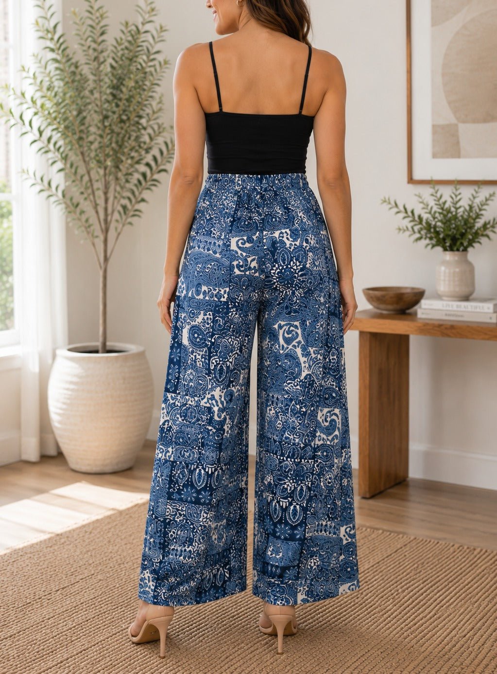Ladies Cream Pattern Pocket Pants - StylePhase SA