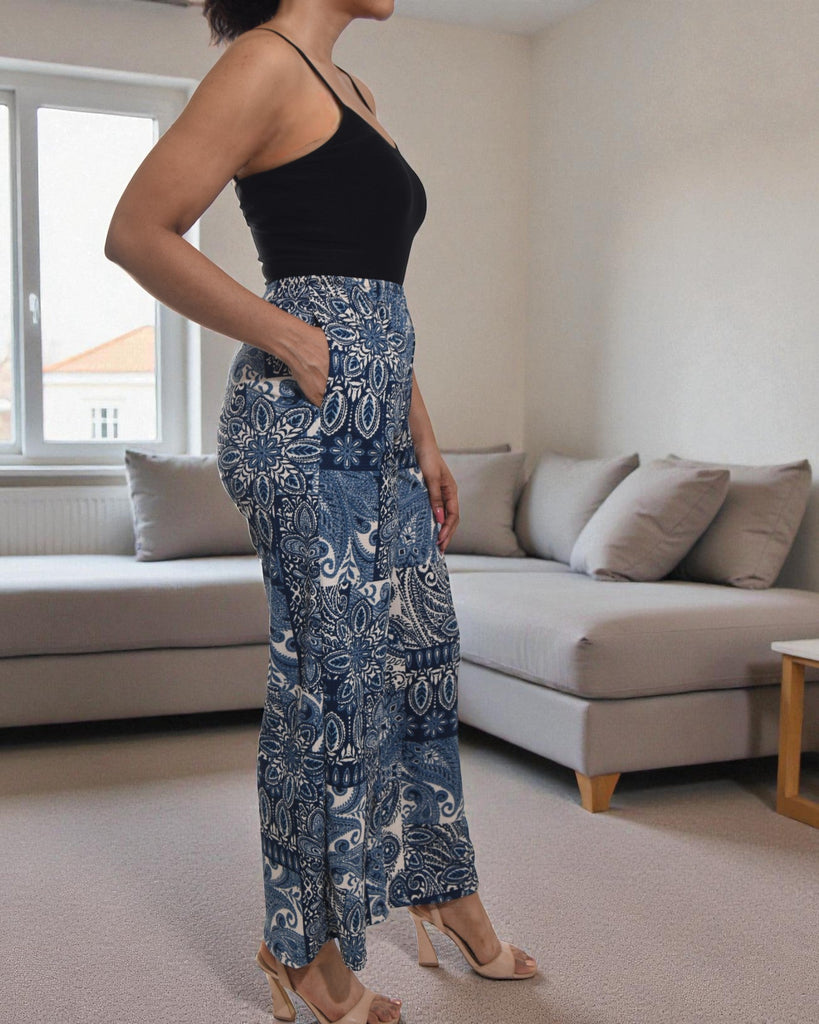 Ladies Cream Pattern Pocket Pants - StylePhase SA