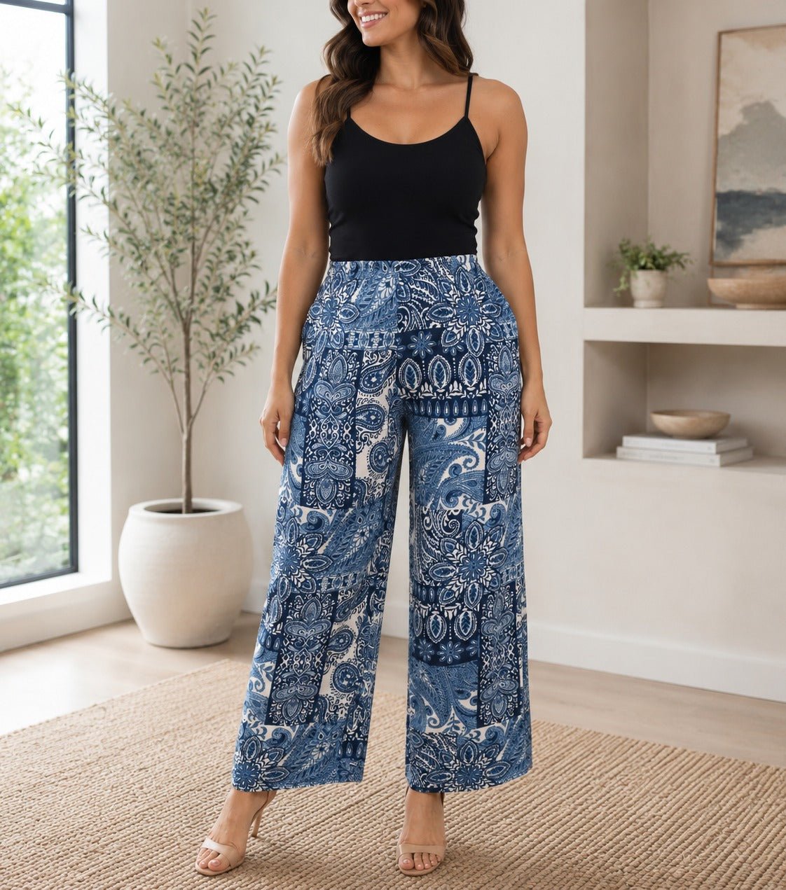 Ladies Cream Pattern Pocket Pants - StylePhase SA
