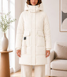 Ladies Cream Pocket Front Puff Jacket - StylePhase SA