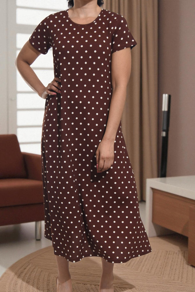 Ladies Cream Polka Dot Short Sleeve Maxi Dress - StylePhase SA