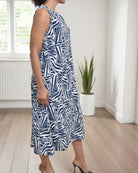 Ladies Cream Printed Crinkle Sleeveless Dress - StylePhase SA