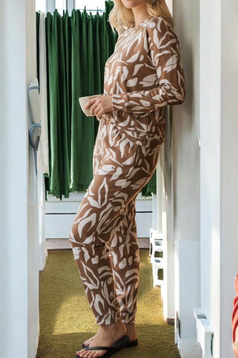 Ladies Cream Printed Pj Set - StylePhase SA