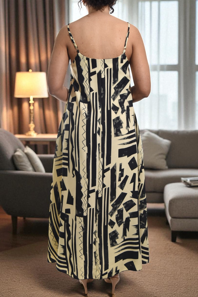 Ladies Cream Printed Pocket Maxi Dress - StylePhase SA