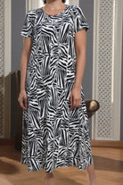 Ladies Cream Printed Short Sleeve Maxi Dress - StylePhase SA