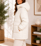 Ladies Cream Puffer Hoody jacket - StylePhase SA