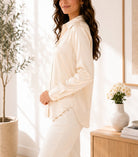 Ladies Cream Satin Shirt-New Feeling - StylePhase SA