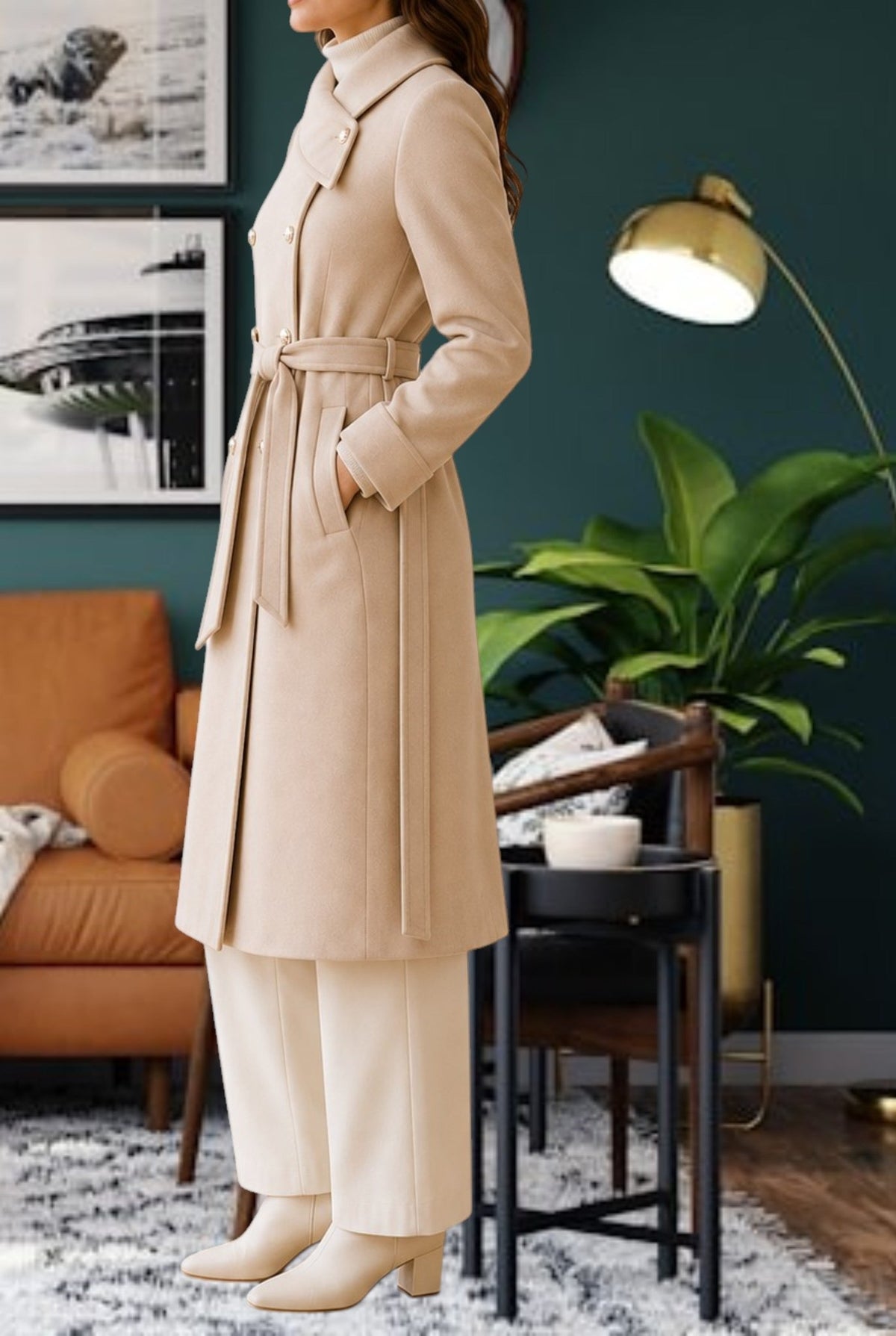 Ladies Cream Side Collar Coat - StylePhase SA