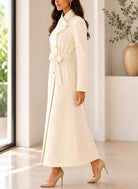 Ladies Cream Side Collar Double Breasted Melton Coat - StylePhase SA